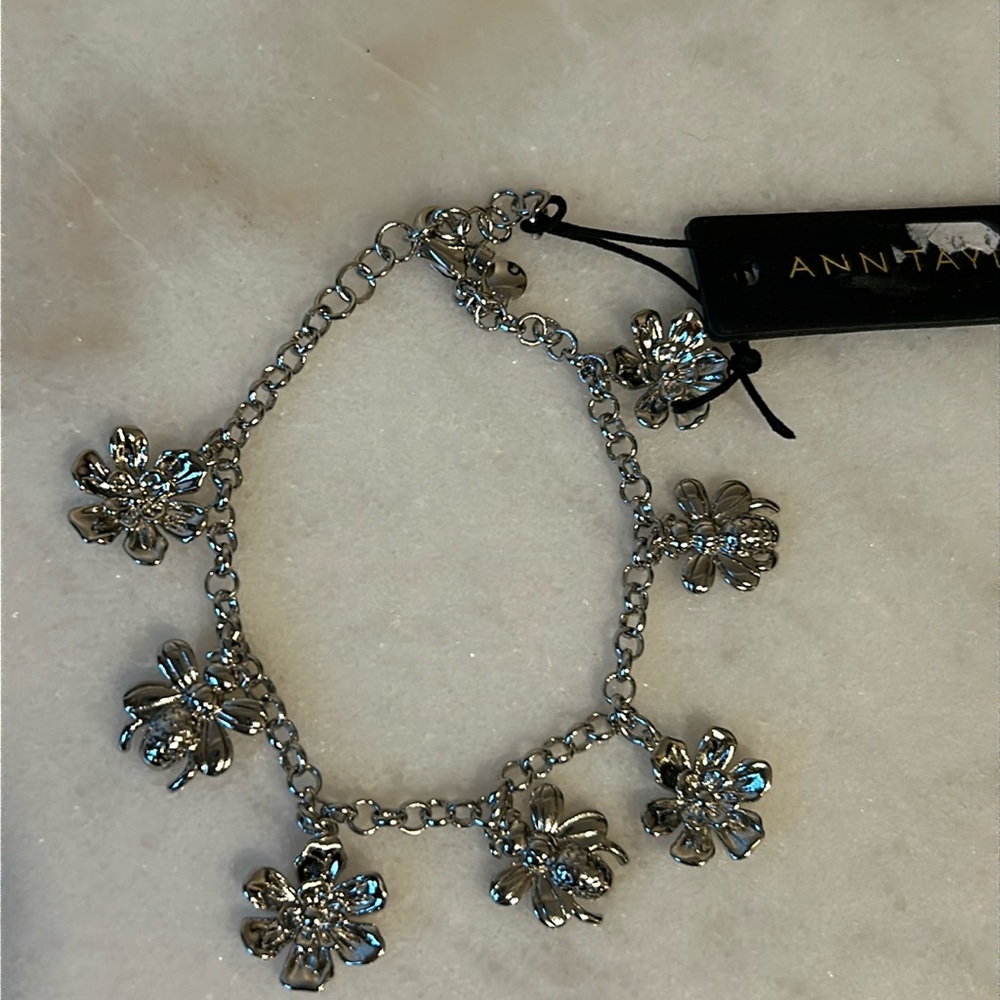 Ann Taylor silver tone charm bracelet, new with tags